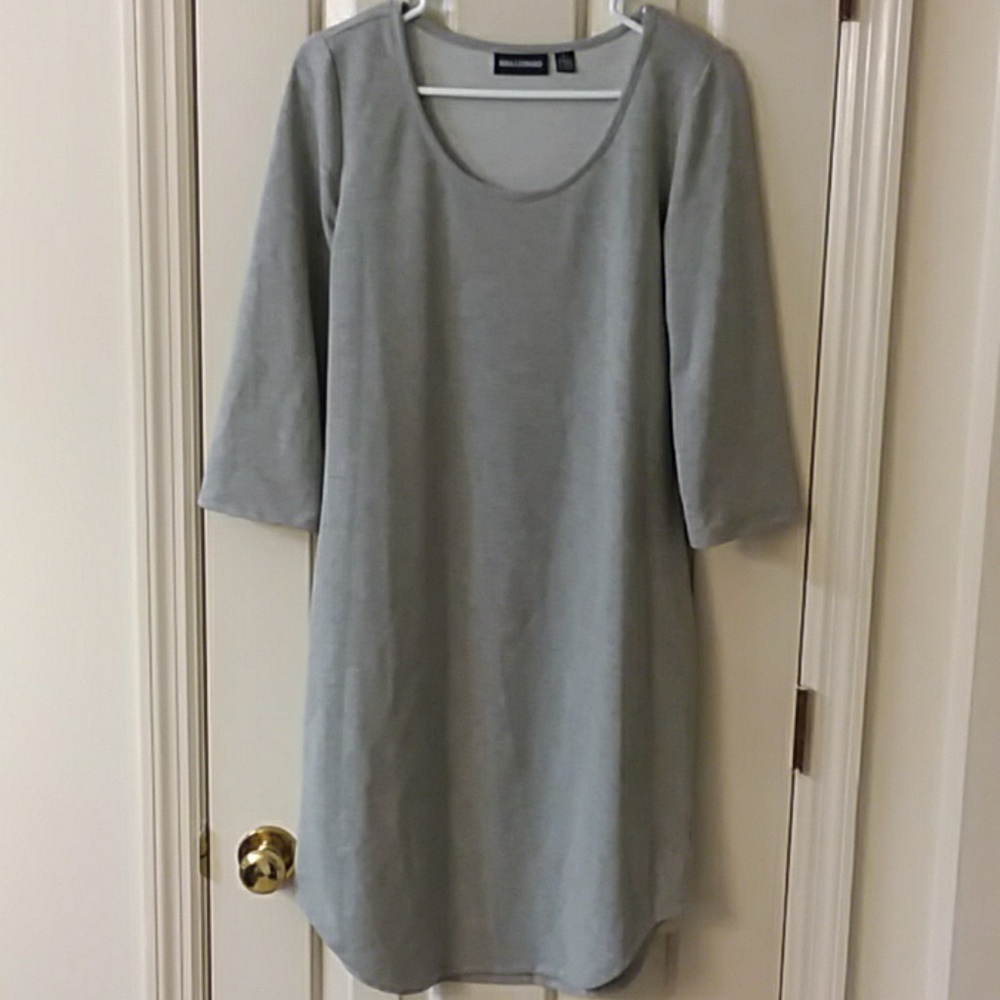 Nina Leonard Grey 3/4 sleeve dress